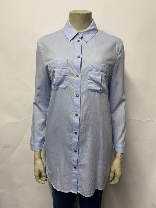 Heidi Klein Light Blue Cotton Tunic Shirt XS