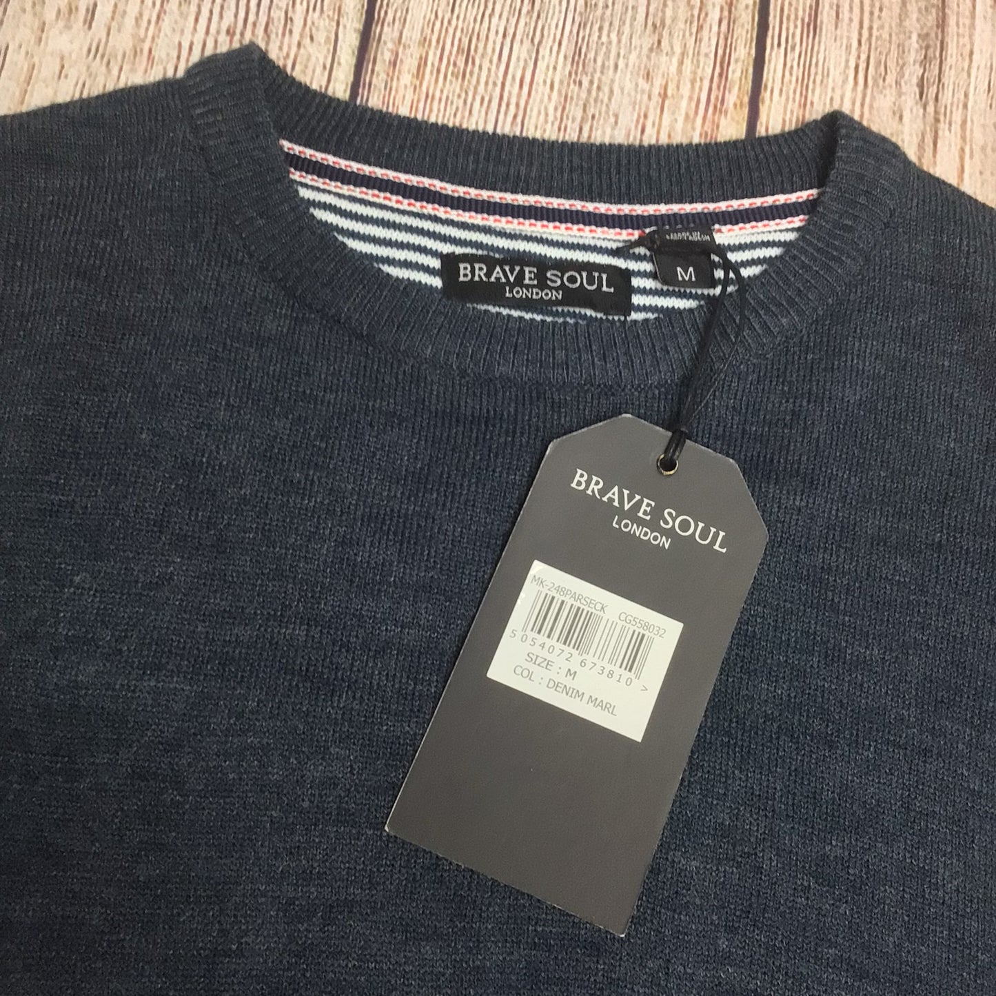 BNWT Brave Soul Blue Denim Marl Jumper Size M