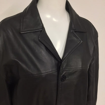 Ben Sherman The Original Black Real Leather 4 Button Up Jacket Size M