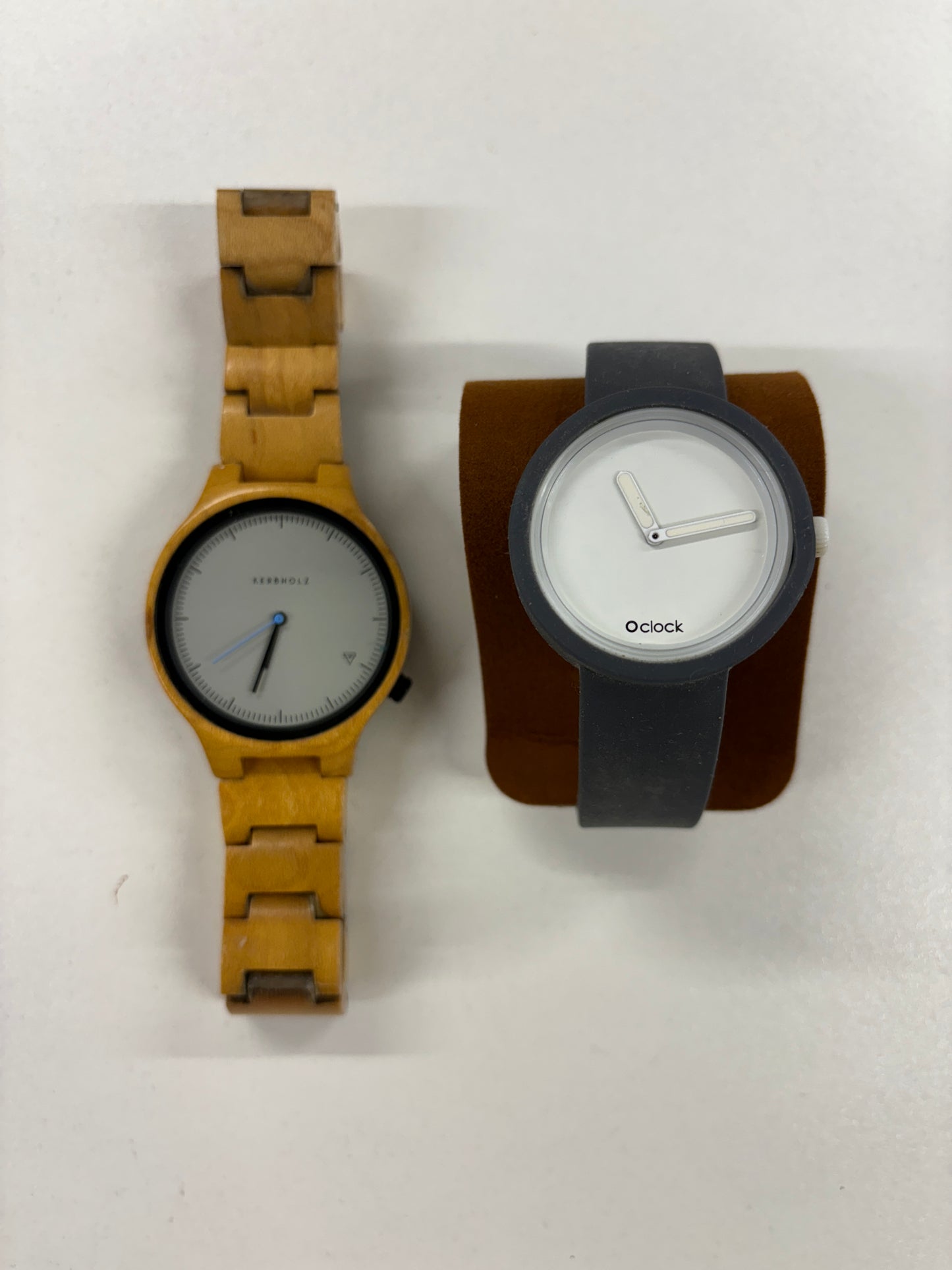 Minimalist Watch Bundle Kerbholz Wooden 40mm Watch / Oclock Grey Rubberised 35mm Watch (untested spares and repairs)