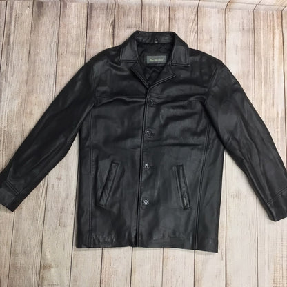 Ben Sherman The Original Black Real Leather 4 Button Up Jacket Size M