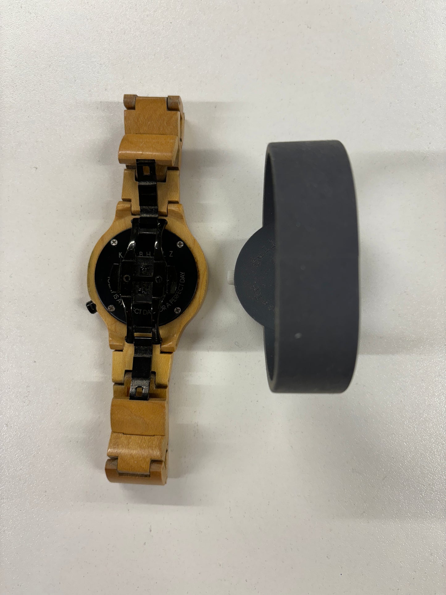 Minimalist Watch Bundle Kerbholz Wooden 40mm Watch / Oclock Grey Rubberised 35mm Watch (untested spares and repairs)