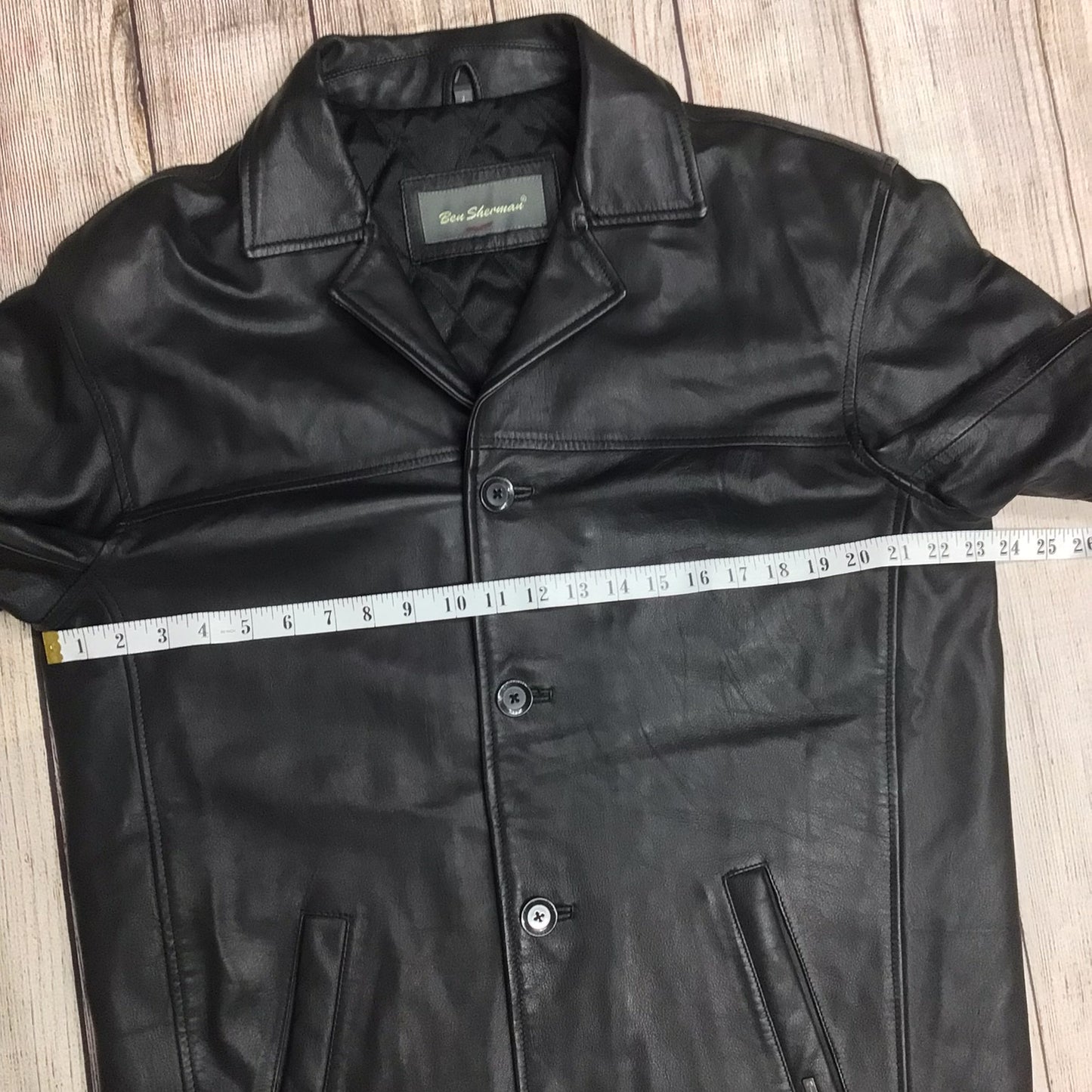 Ben Sherman The Original Black Real Leather 4 Button Up Jacket Size M