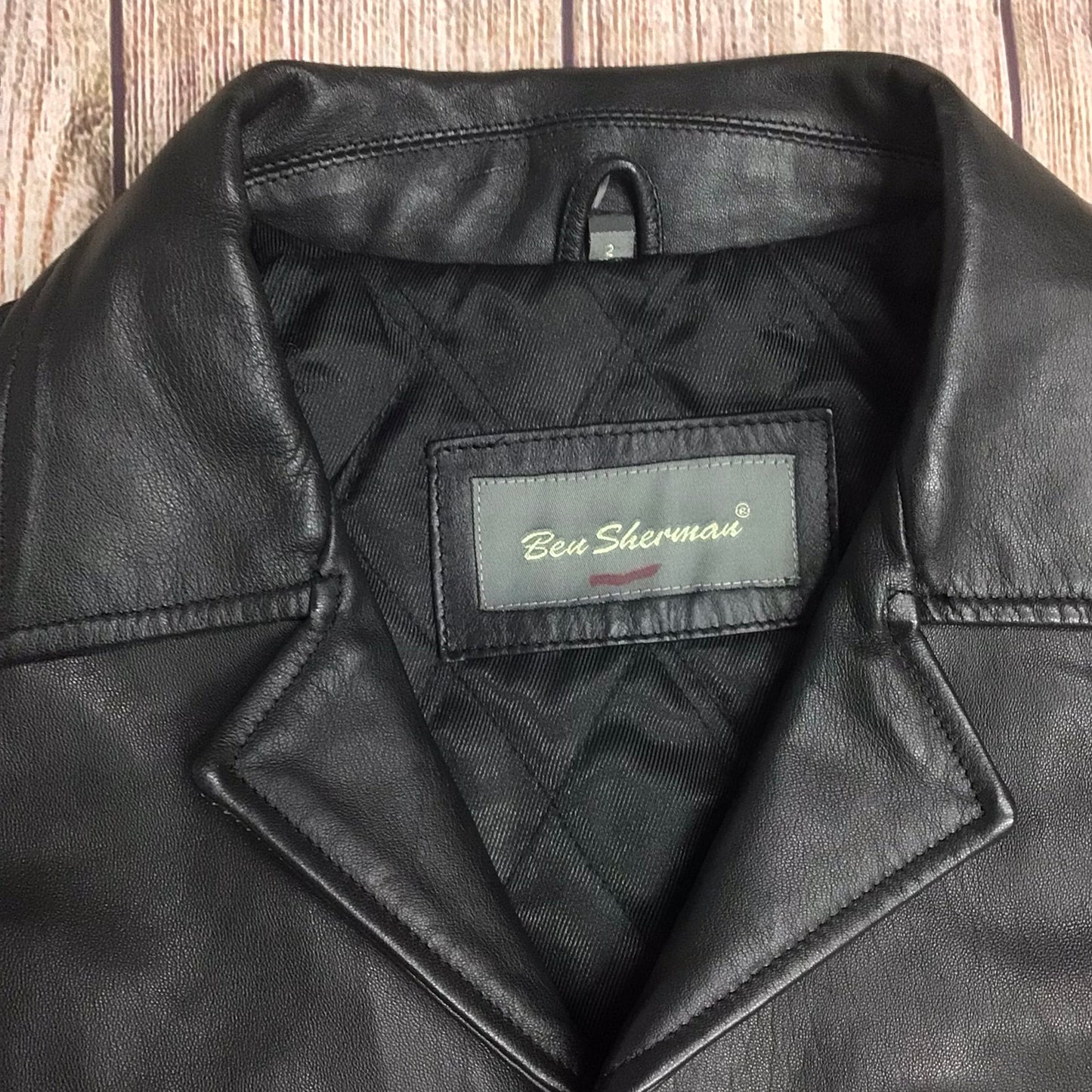 Ben Sherman The Original Black Real Leather 4 Button Up Jacket Size M