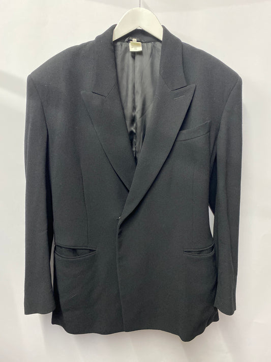 J Francois Charles Black Wool Vintage Two Piece Trouser Suit 48