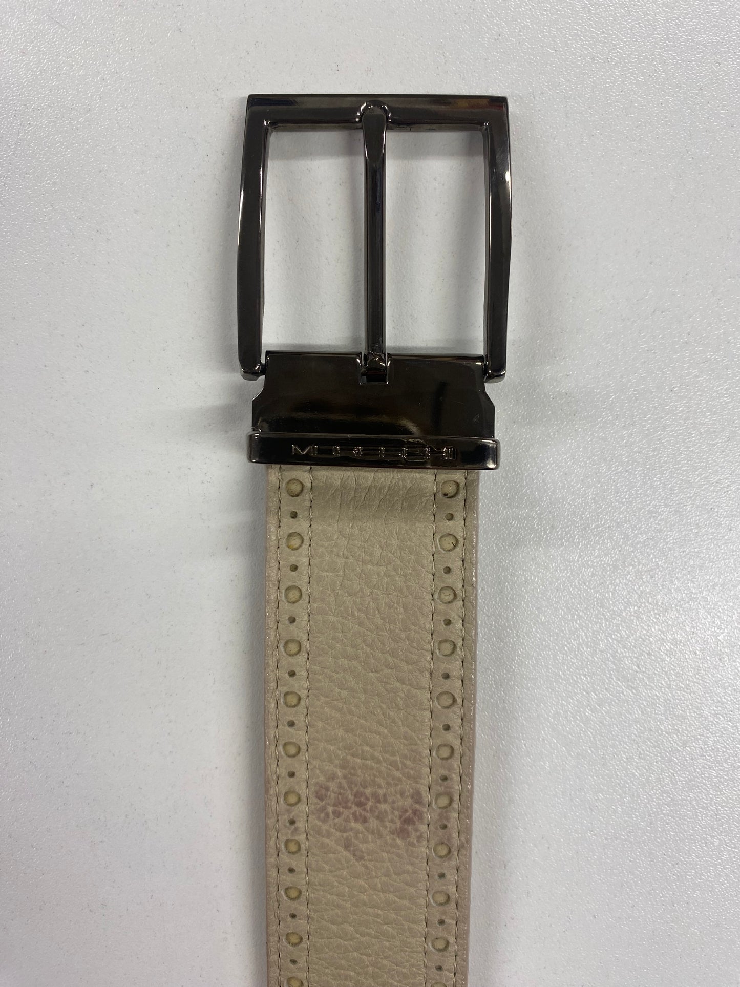 Moreschi Nude Cream Perforated Leather Belt