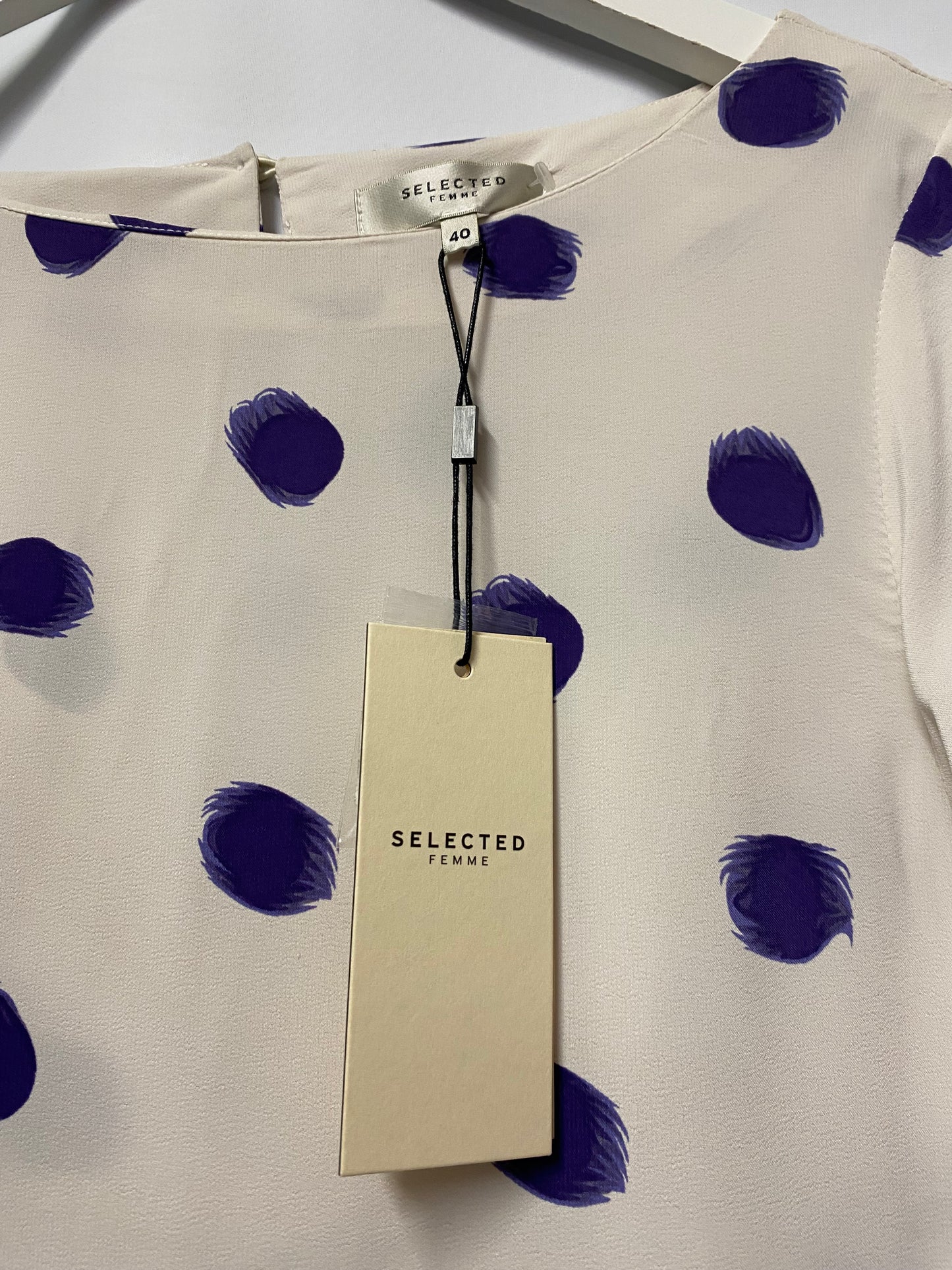 Selected Femme White Dot Dress UK12 BNWT