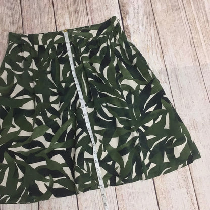 Lands' End Green Leaf Print Skirt w/Pockets Size 14