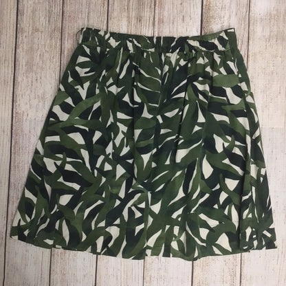 Lands' End Green Leaf Print Skirt w/Pockets Size 14