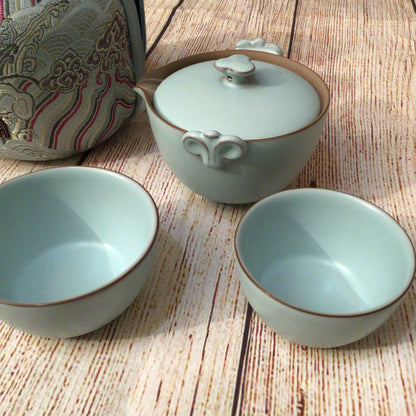 Edenus Light Blue Green Travel Tea Set with Case