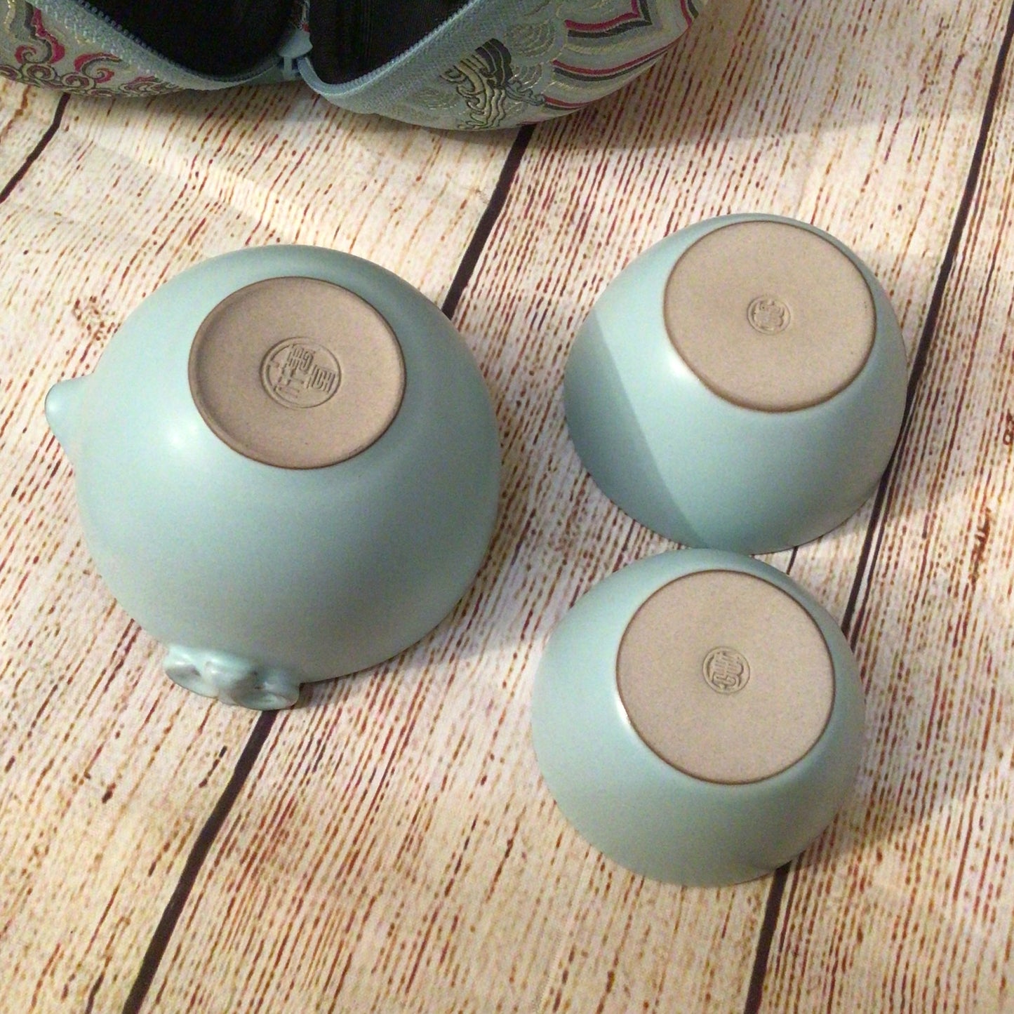 Edenus Light Blue Green Travel Tea Set with Case