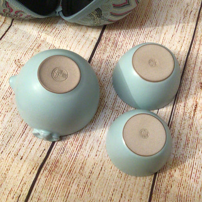 Edenus Light Blue Green Travel Tea Set with Case