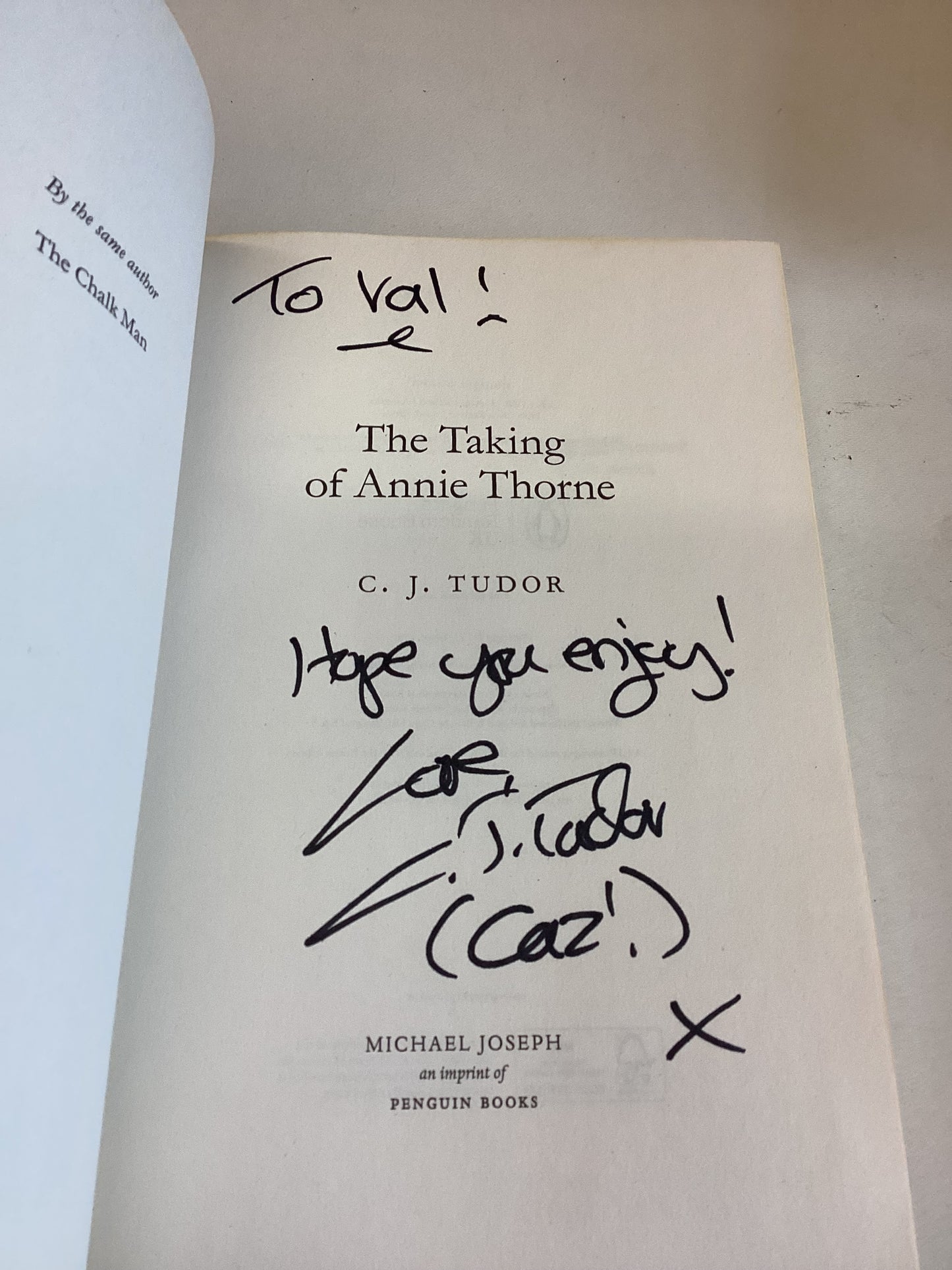 The Taking of Annie Thorne C J Tudor Signed by Author