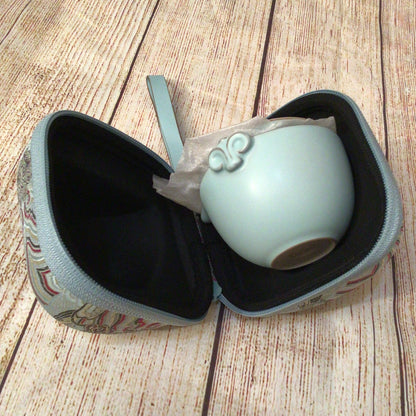 Edenus Light Blue Green Travel Tea Set with Case