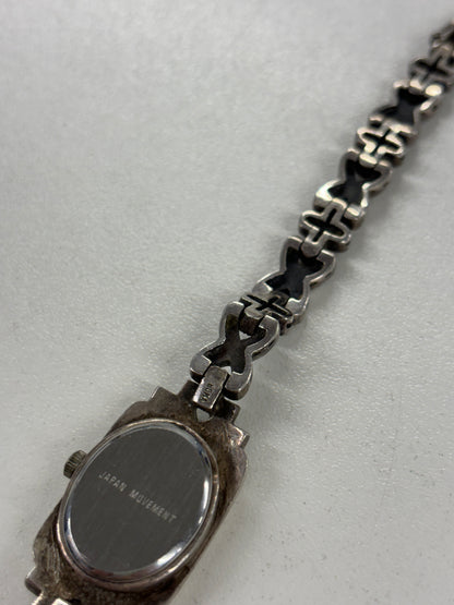 Bocco Silver and Jeweled Womens Decorative 17mm Watch 1980's (spare's & repairs/ untested)