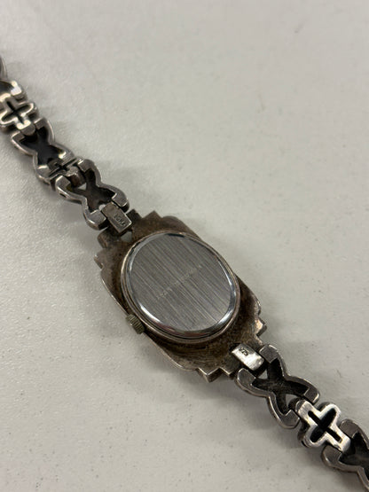 Bocco Silver and Jeweled Womens Decorative 17mm Watch 1980's (spare's & repairs/ untested)