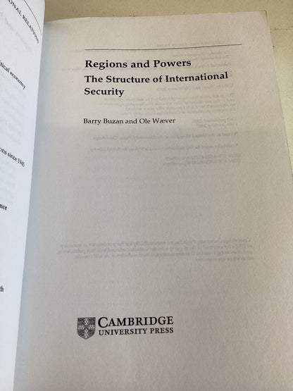 Regions and Powers The Structure of International Security Barry Buzan and Ole Waever