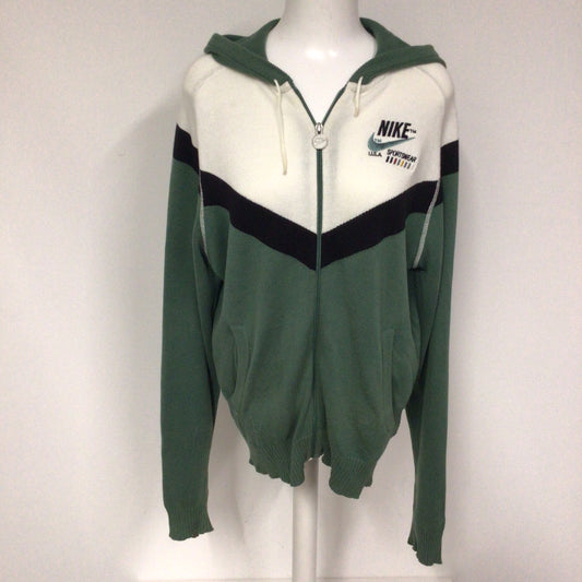 Vintage Nike Sportswear USA Green & White 100% Cotton Full Zip Rare Hoody Size M