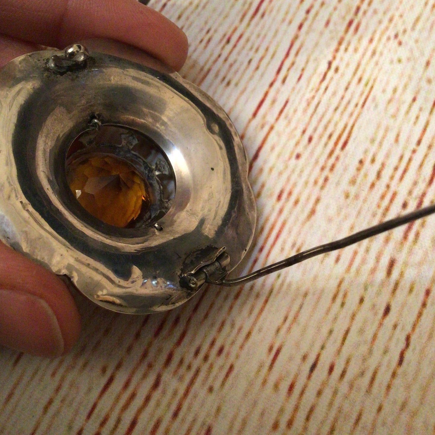 Scottish Victorian Silver Toned Jasper & Bloodstone Cairngorm Brooch