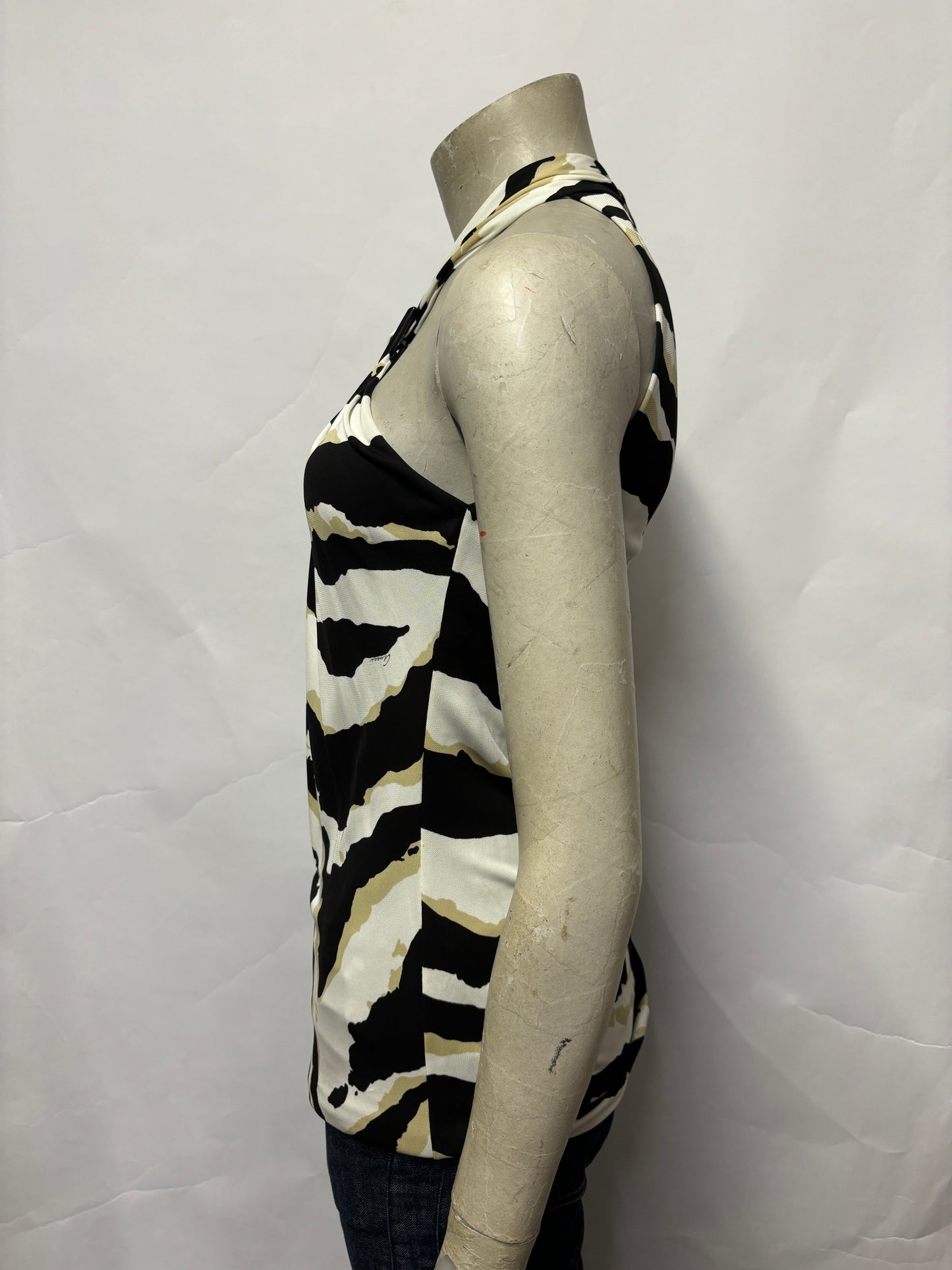 Gucci Black and White Retro Halterneck Top Small