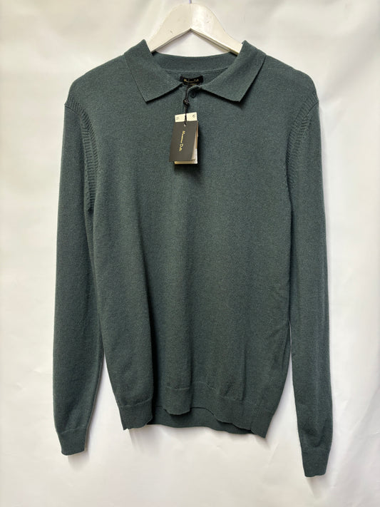 Massimo Dutti Green Wool Cashmere Polo Jumper Medium BNWT