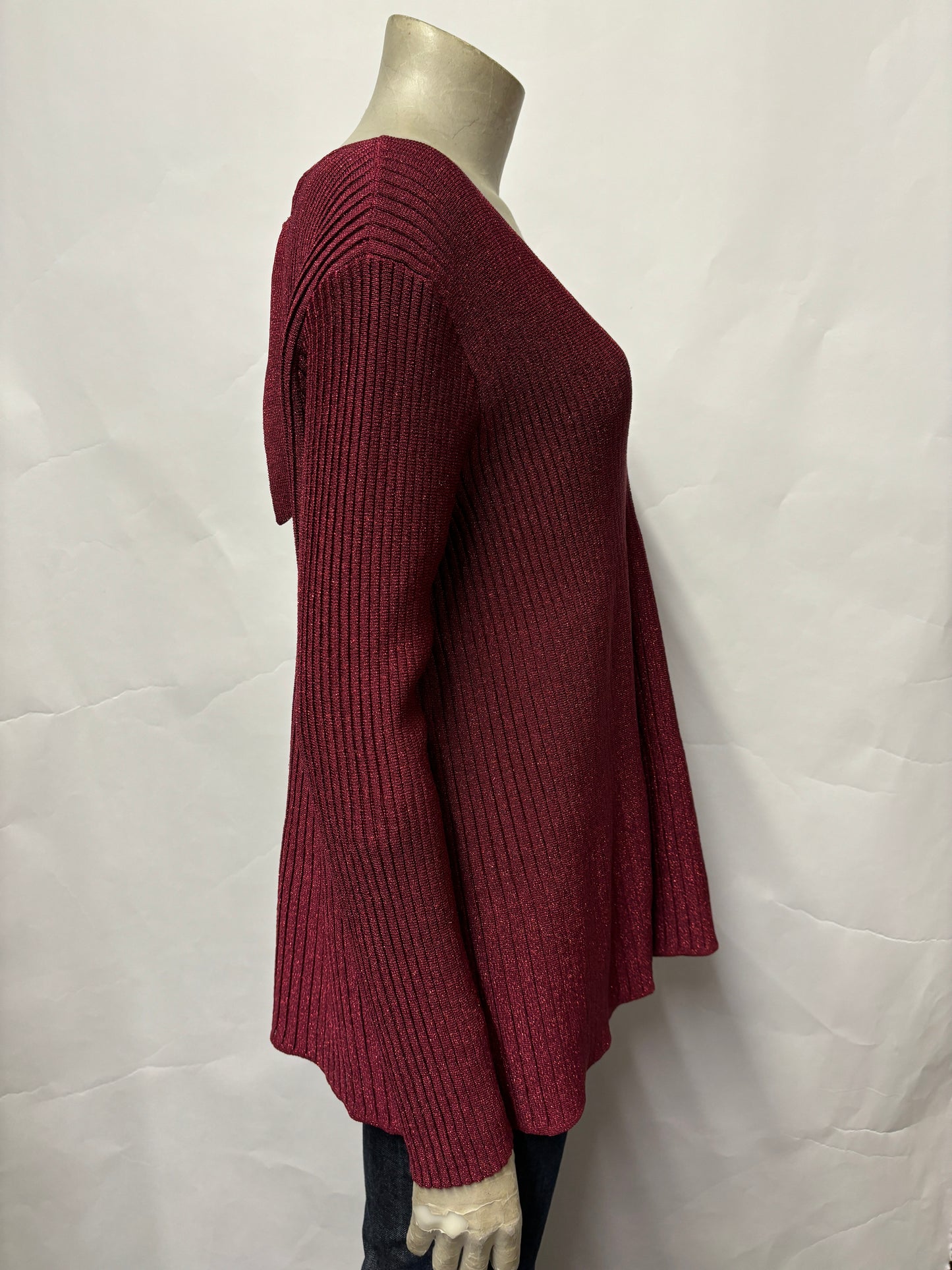 Sezane Red Metallic Knit Jumper Medium