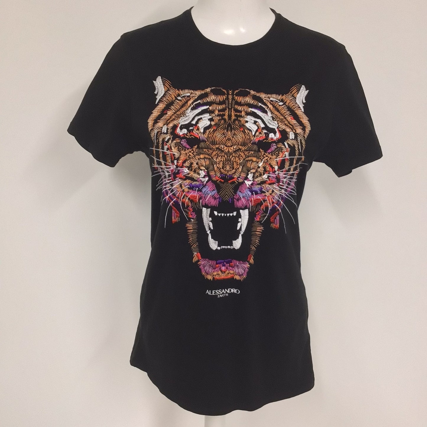 Alessandro Zavetti Black T Shirt w/Tiger Size XS