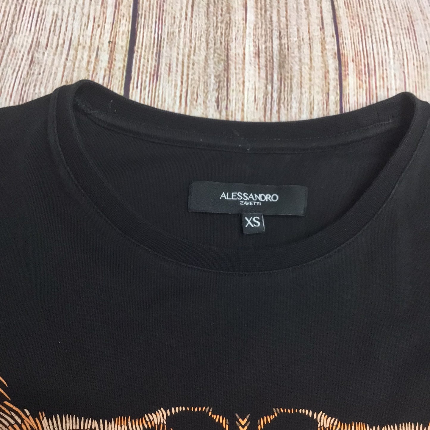 Alessandro Zavetti Black T Shirt w/Tiger Size XS