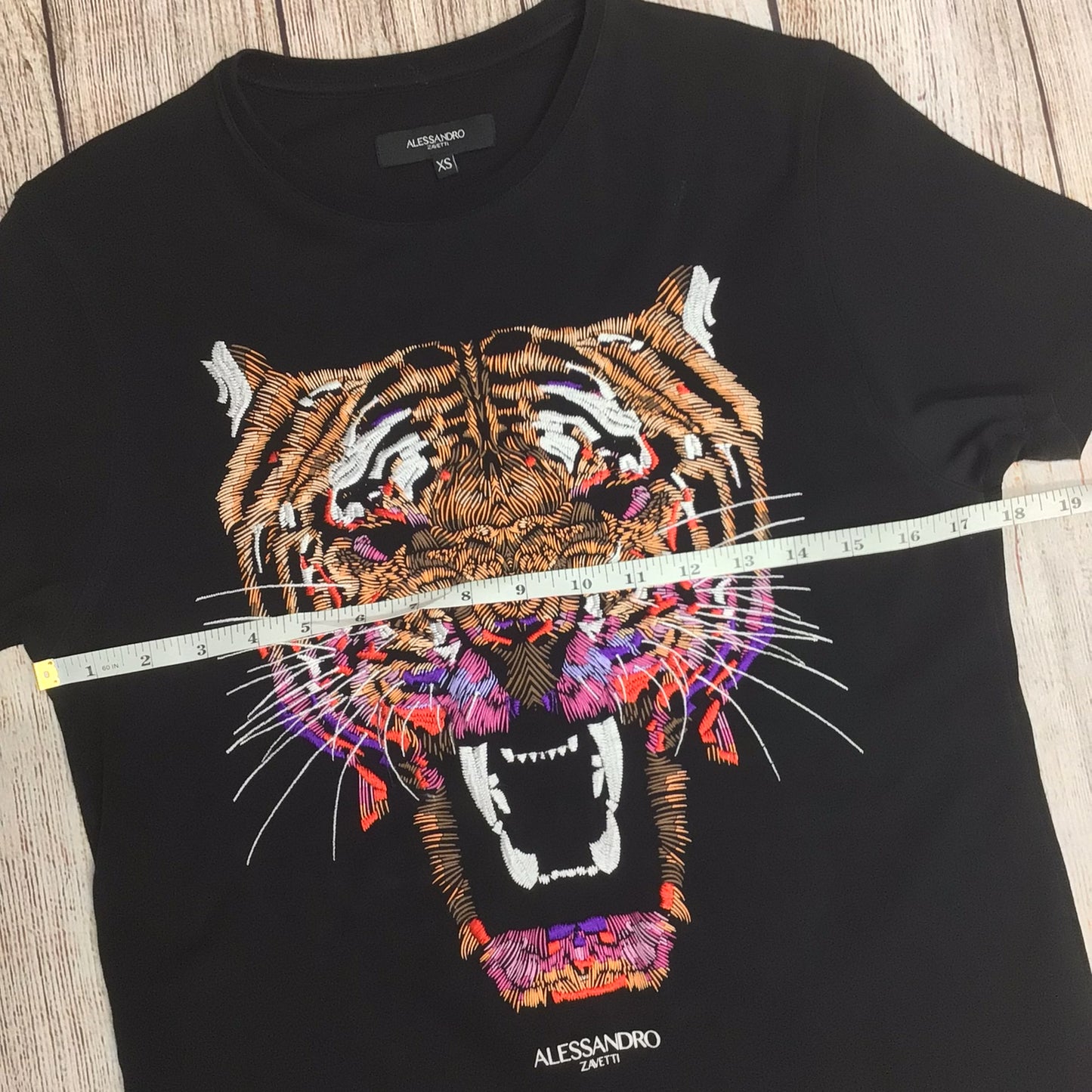 Alessandro Zavetti Black T Shirt w/Tiger Size XS