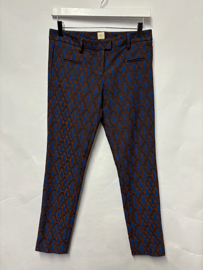 True Royal Blue and Brown Groovy Patterned Trousers IT 38/6