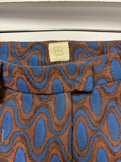 True Royal Blue and Brown Groovy Patterned Trousers IT 38/6