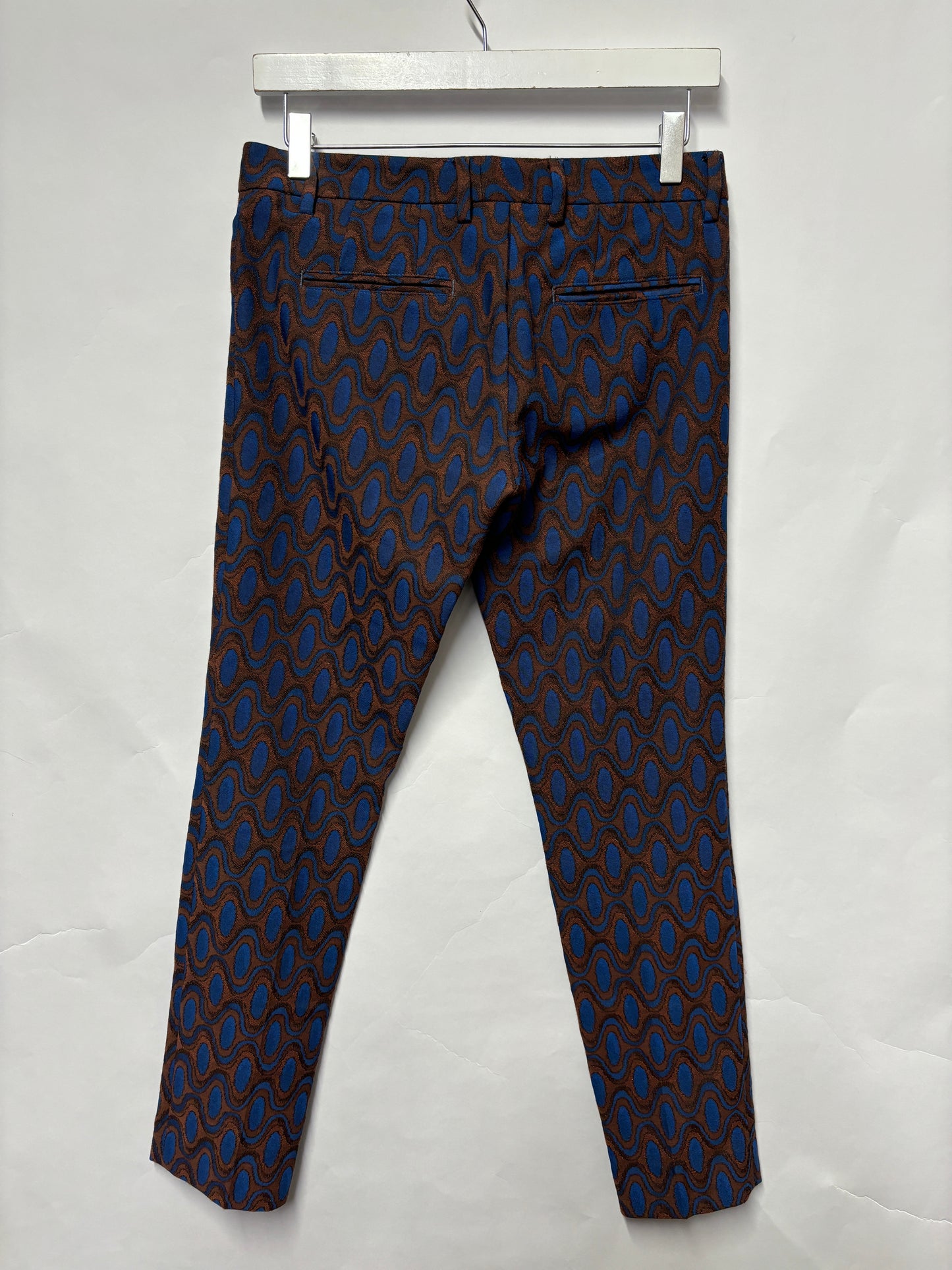 True Royal Blue and Brown Groovy Patterned Trousers IT 38/6