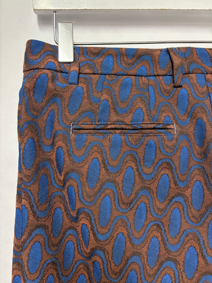 True Royal Blue and Brown Groovy Patterned Trousers IT 38/6