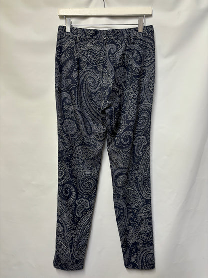 ETRO Navy Paisley Wool and Viscose Tapered Trousers IT 40/UK 8