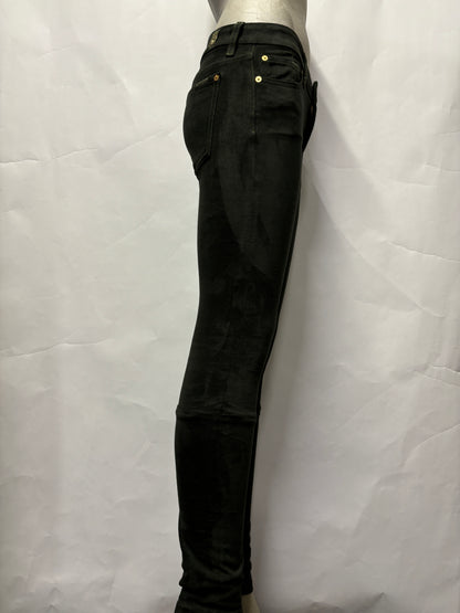 7 For All Mankind Dark Green Suede Jeggings 27