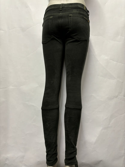 7 For All Mankind Dark Green Suede Jeggings 27