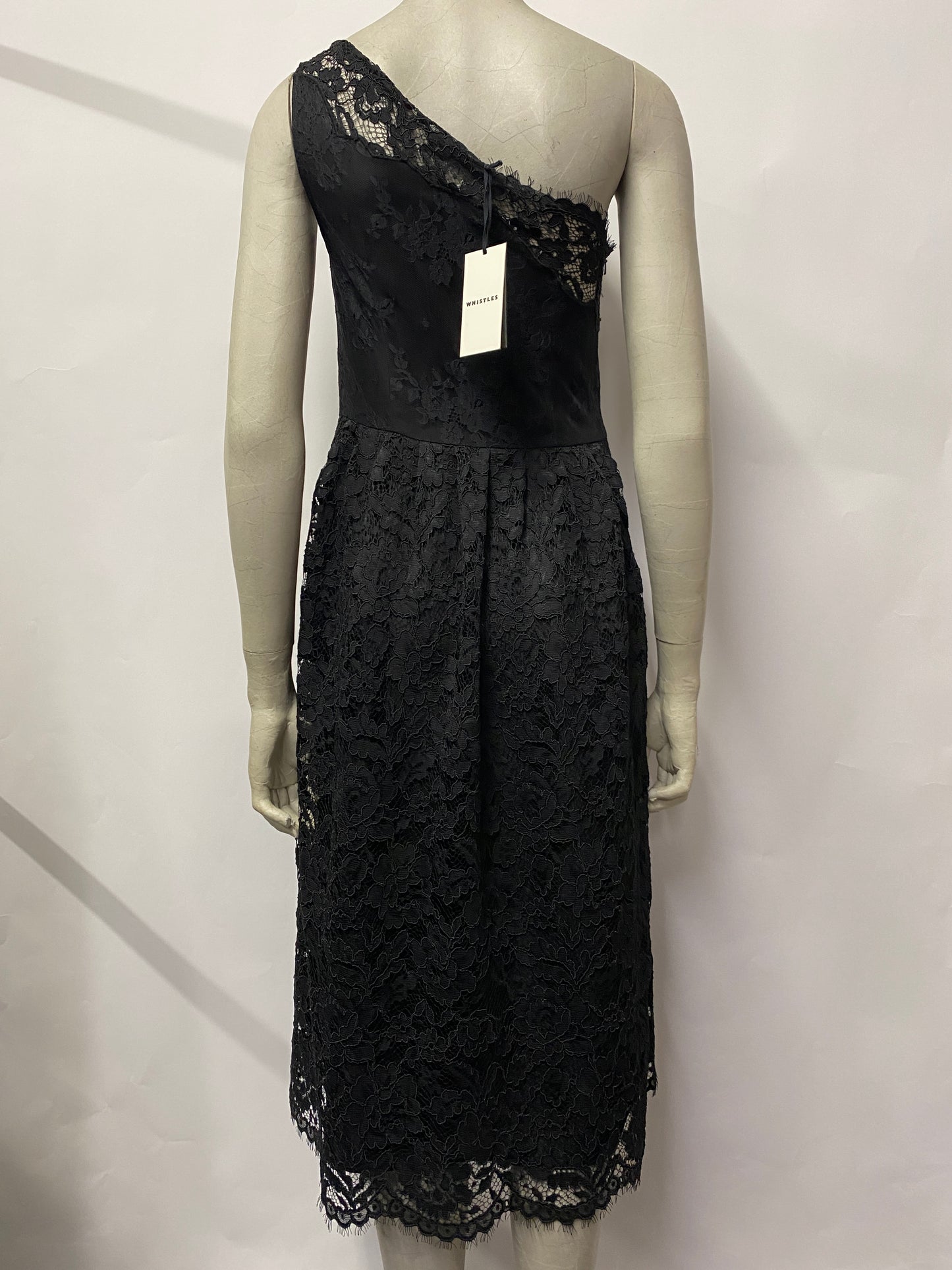 Whistles Black Lace Single Strap A-line Dress 10 BNWT