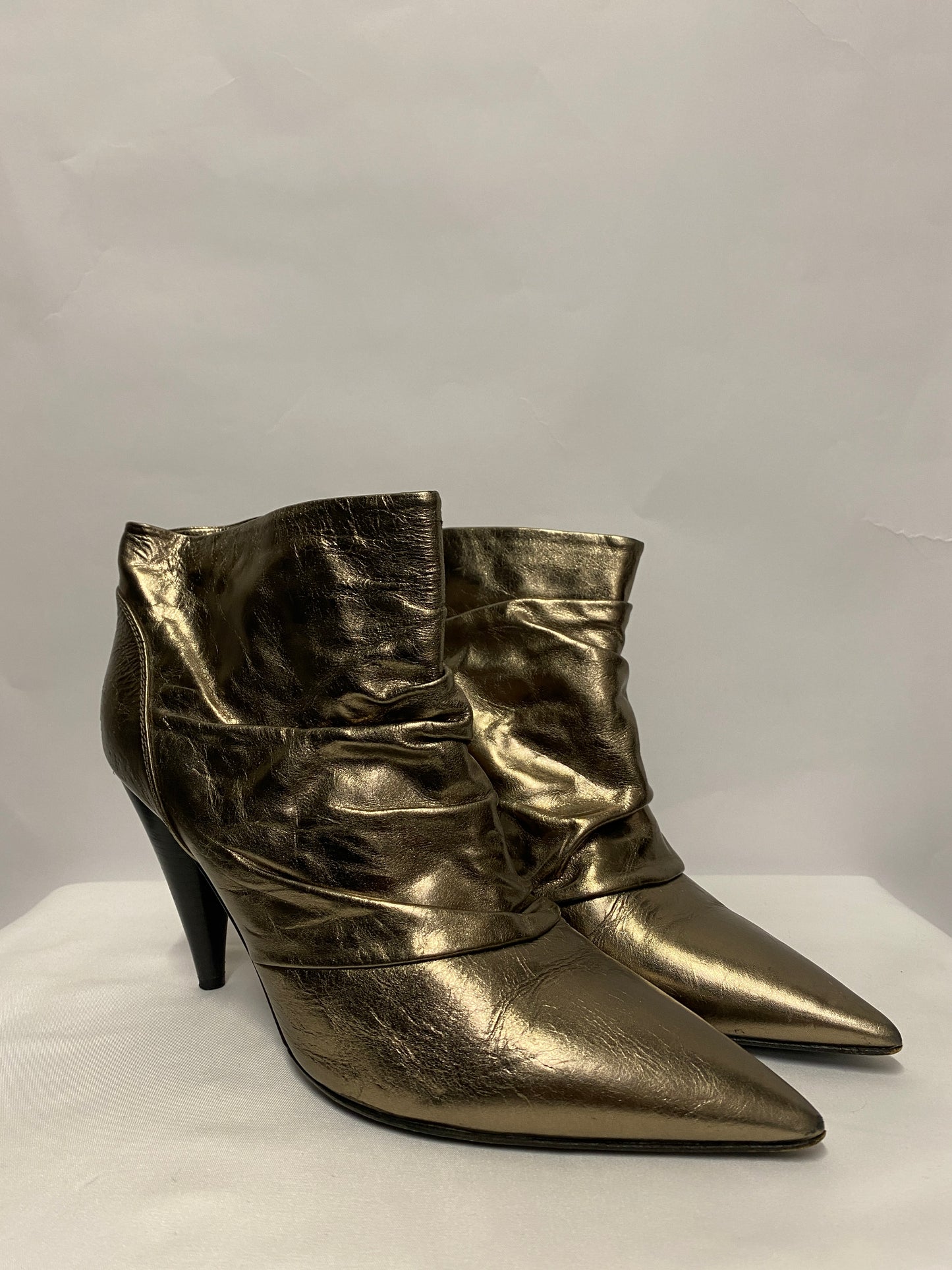 Sergio Rossi Gold High Heel Ankle Boots 7
