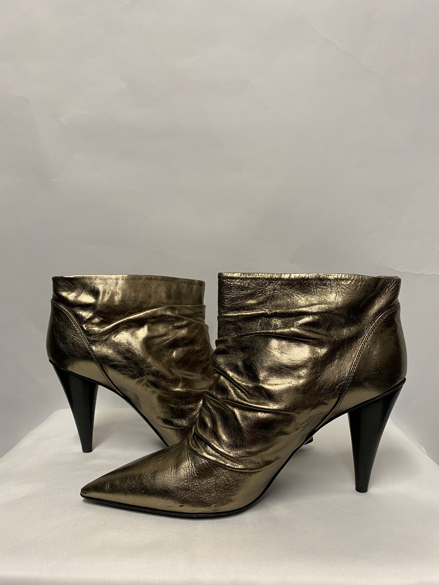 Sergio Rossi Gold High Heel Ankle Boots 7