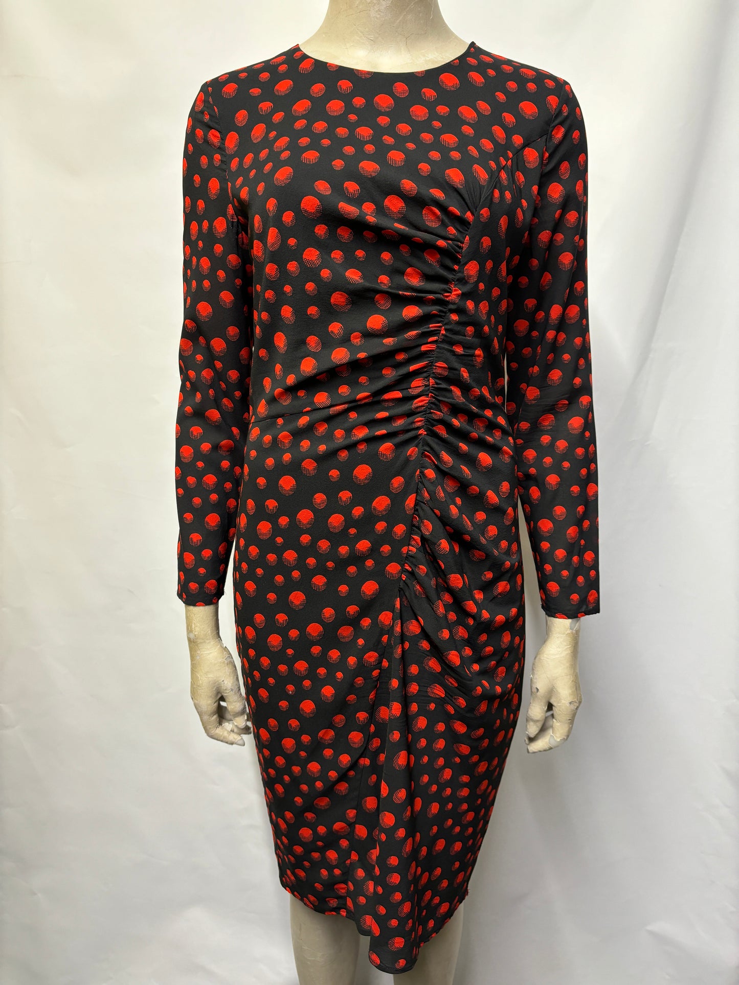 Whistles Black and Red Polka Dot Silk Dress 10