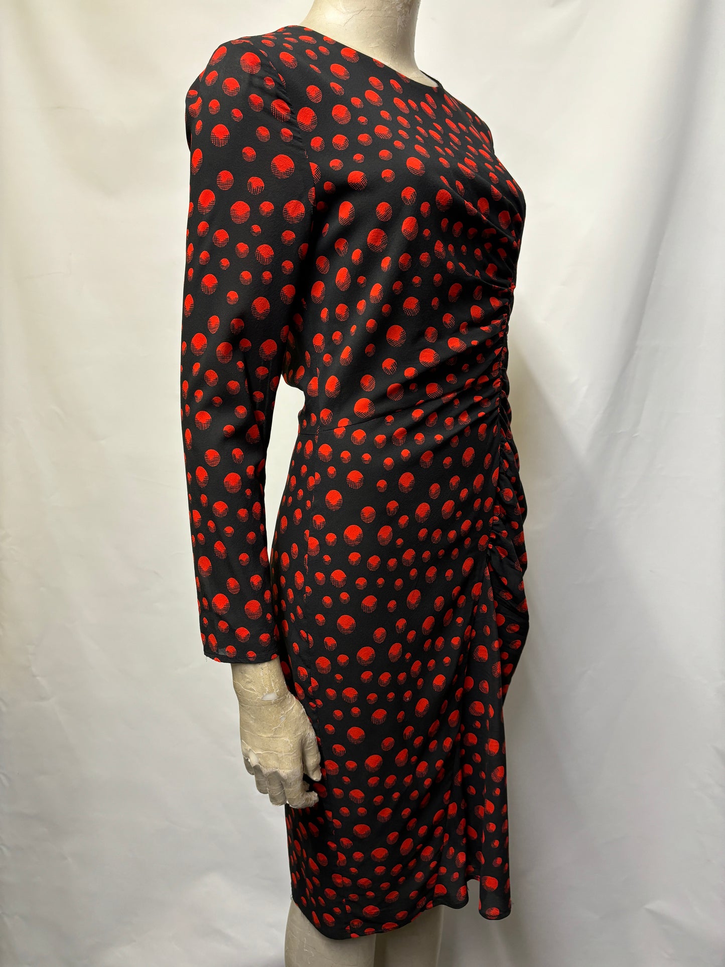 Whistles Black and Red Polka Dot Silk Dress 10