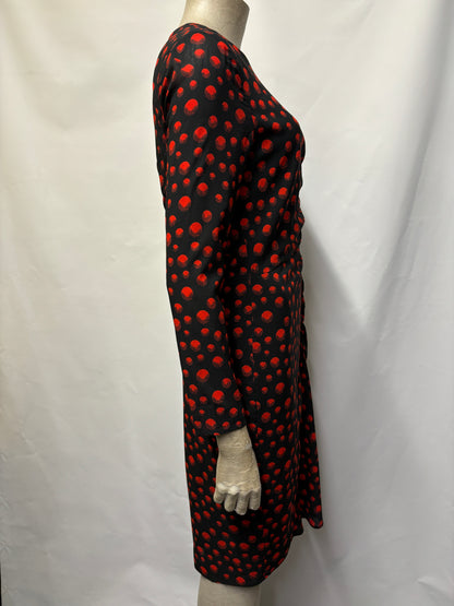 Whistles Black and Red Polka Dot Silk Dress 10