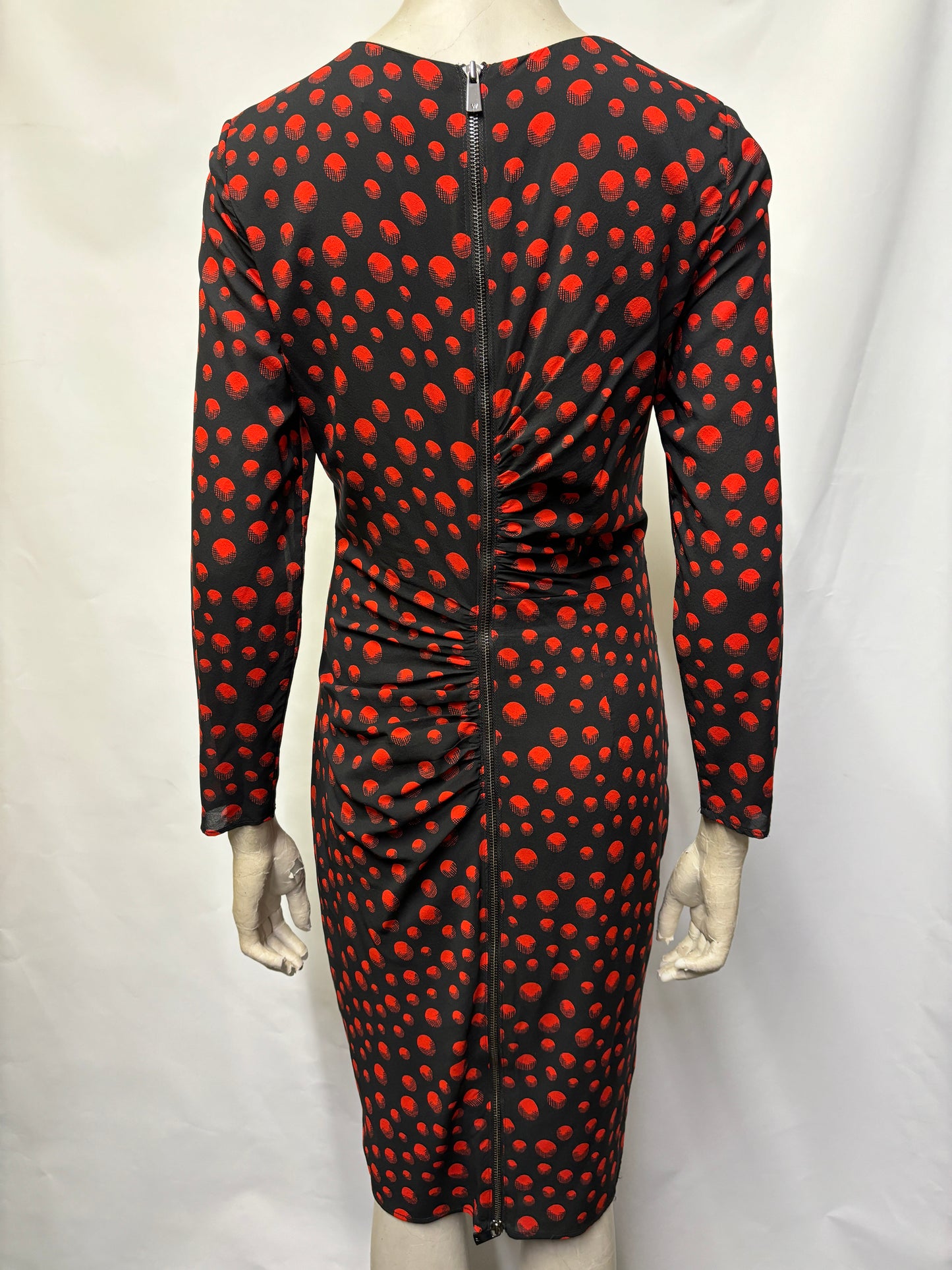 Whistles Black and Red Polka Dot Silk Dress 10