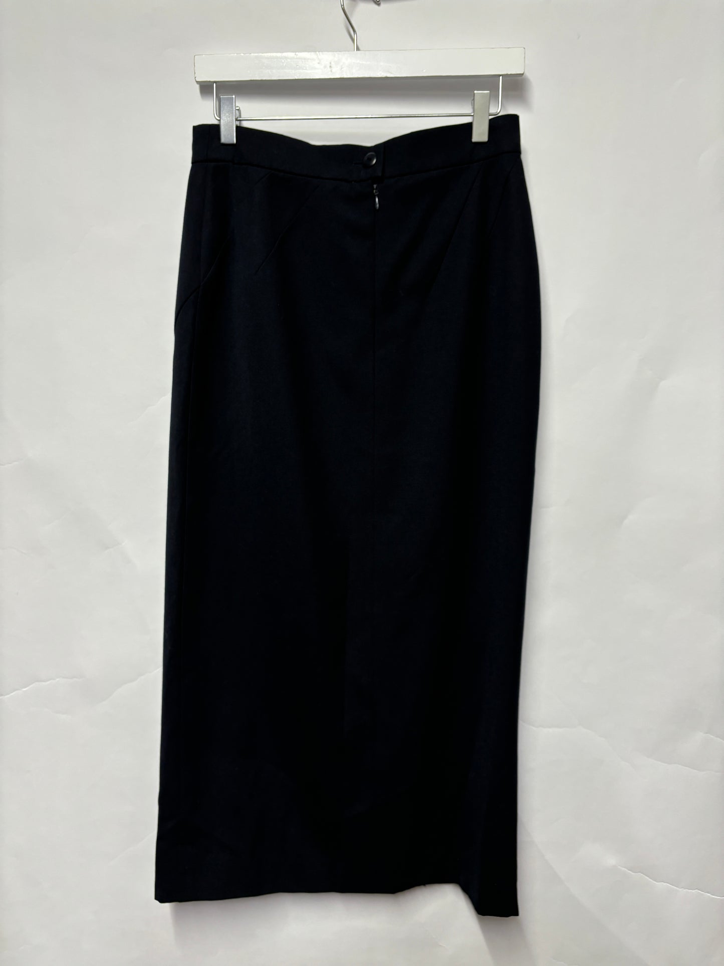 Escada Vintage Navy Wool Mid Length Wrap Style Skirt 10