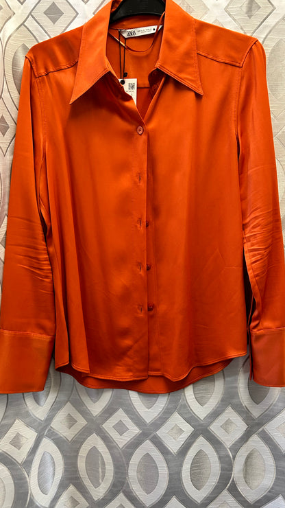 Zara orange blouse , top, BNWT Small