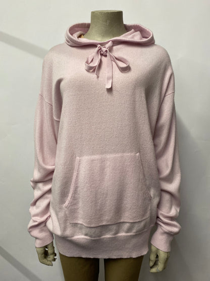 Allude Pink Wool and Cashmere Hooded Jumper Medium