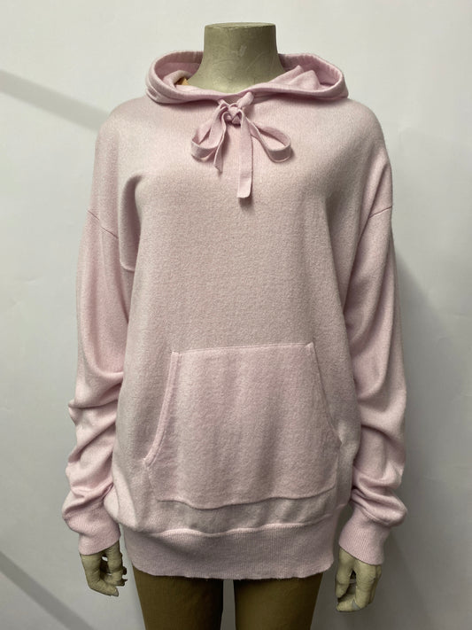 Allude Pink Wool and Cashmere Hooded Jumper Medium