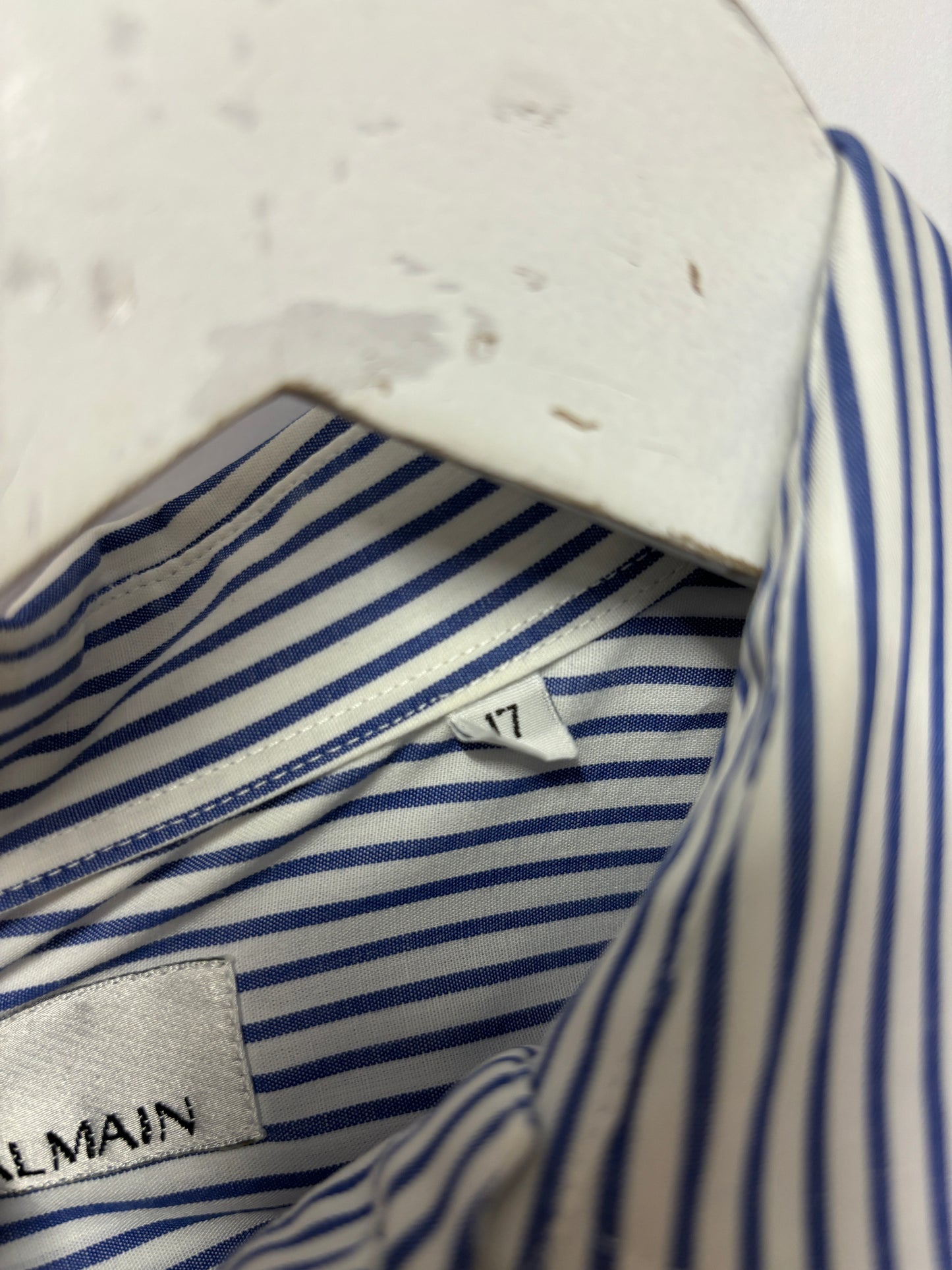 Pierre Balmain Blue and White Striped Oxford Shirt 17