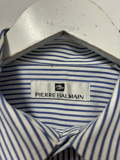 Pierre Balmain Blue and White Striped Oxford Shirt 17