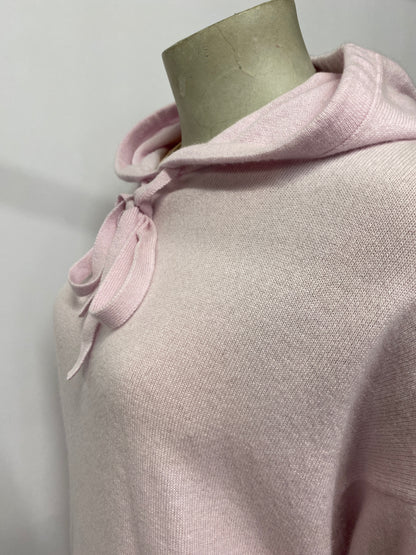 Allude Pink Wool and Cashmere Hooded Jumper Medium